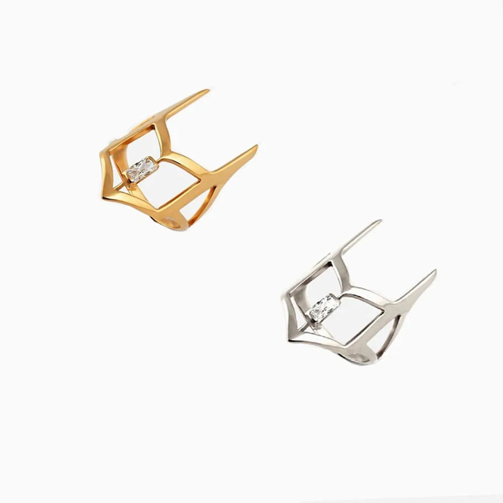 

Men Punk Fingertip Ring Carapace Joint Ring Simple Personality Micro-inlaid Zircon Opening Ring for Women Girls Party Jewelry
