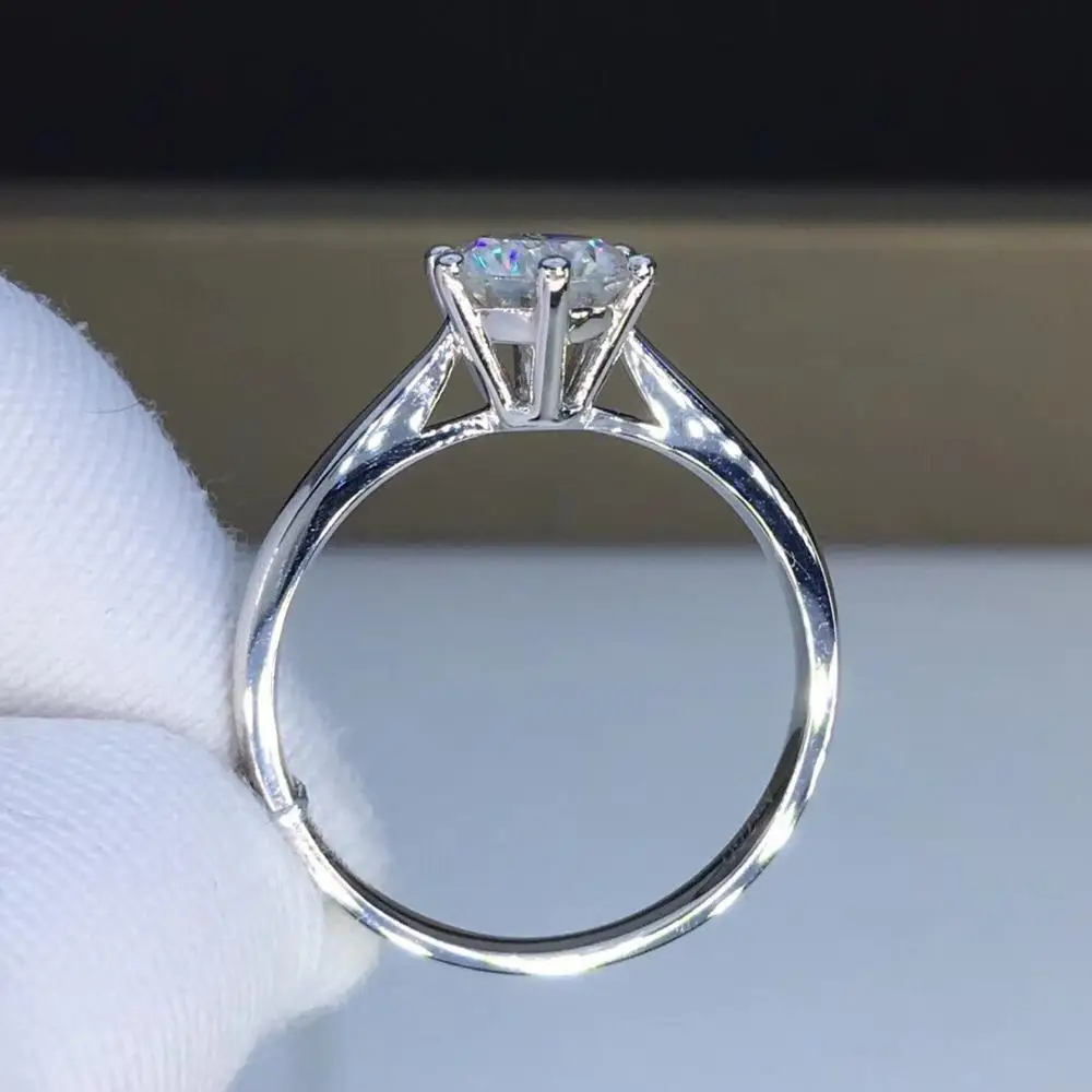 Аладдин, 18 карат, белое золото, 1ct, Mossinate Halo, бриллиантовое обручальное кольцо, обручальное кольцо, юбилейное кольцо с алмазным мостом - Цвет камня: other sizes