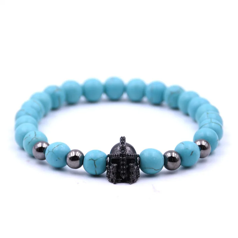 Природные сосновые браслет из каменных бус для Для мужчин со шлемом микро