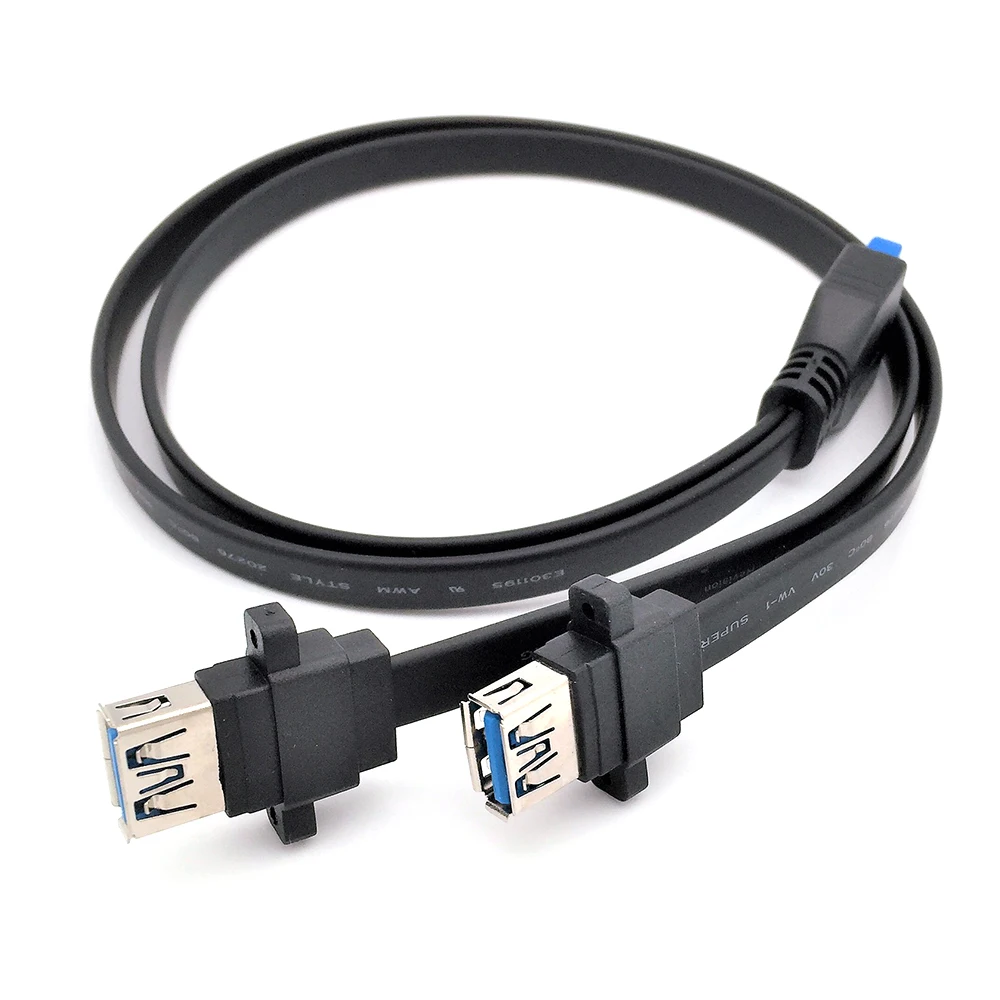 

IDE20P Front Panel Extension Cable 20 Pin to Dual USB 3.0 Female Chassis Data Connection Adapter Cable Screw Holes 30/50/80cm