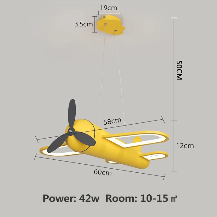 yellow L60xW58CM Дизайн лампа с самолетом креативная светодиодная Люстра для детской комнаты детская спальня современная люстра домашнее украшение подвесной светильник - Цвет абажура: yellow L60xW58CM