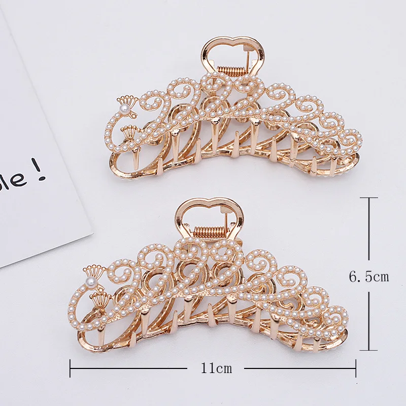 

3 PCS 110x65mm KC Gold Plated Imitation Pearl Phoenix Hairpin At The Back Of The Head Clip Female Hairpin