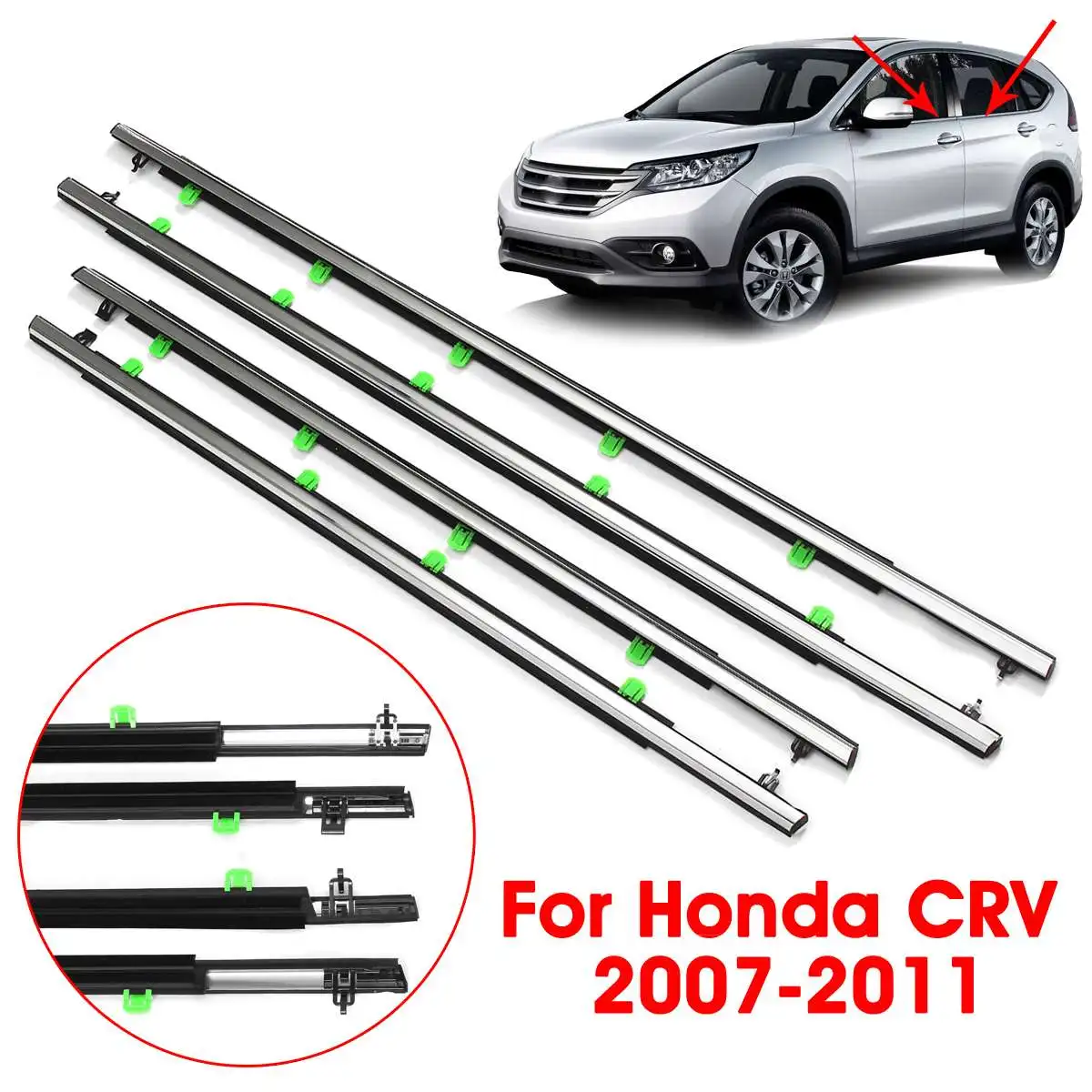 Autoleader 4Pcs Car Outside Window Moulding Trim Weatherstrip Seal Belt Weather Strip Fit For Honda CRV 2007 2008 2009 2010 2011 |