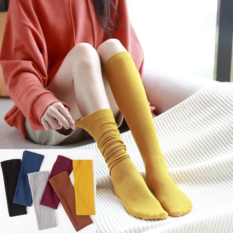 

Autumn Winter Thin Socks Women Japanese Stockings Calf Socks Velvet Solid Color Pile Socks Woman Long Socks