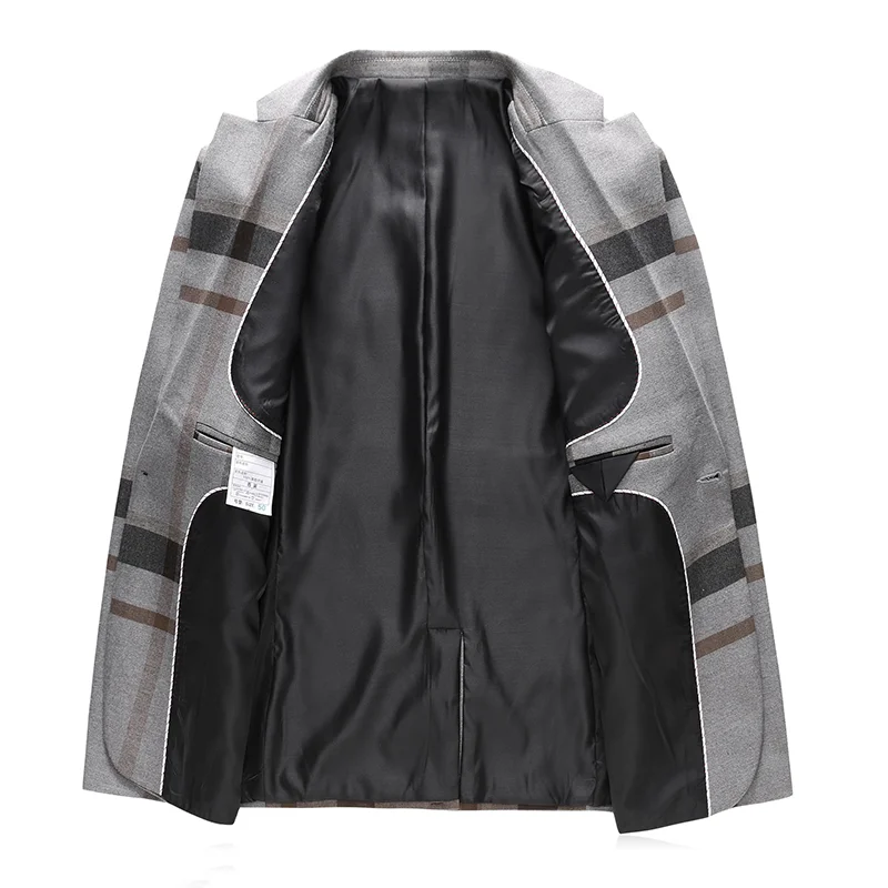 Мужской свадебный комплект из трех предметов клетчатый синий и серый пиджак