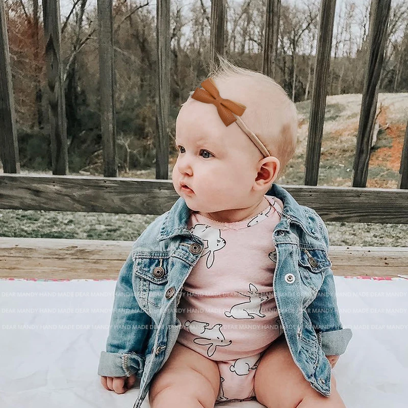 Детские однотонные повязки на голову в горошек эластичные хлопковые резинки для