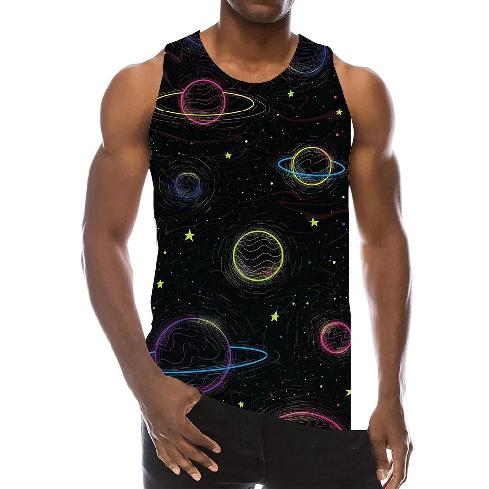 Пространство майка для мужчин 3D из набивной ткани с Galaxy двух изделий: топа рисунком Графический жилет|Майки|