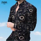 Рубашка мужская в викторианском стиле, модная Роскошная деловая Повседневная с длинным рукавом, на пуговицах, с принтом