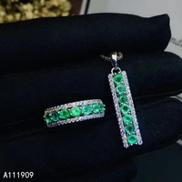 kjjeaxcmy boutique jewelry 925 sterling silver inlaid natural emerald pendant ring female miss suit support detection