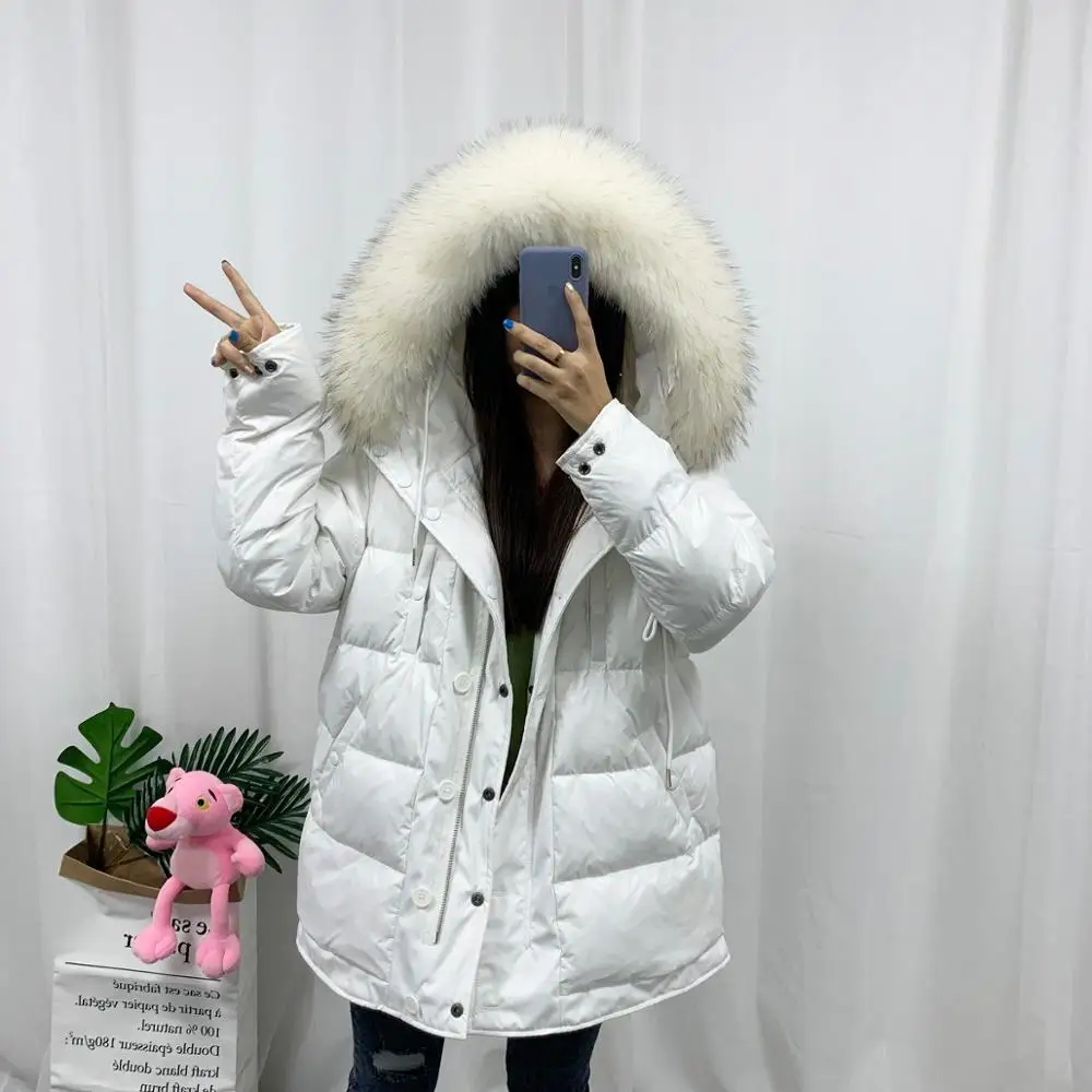 Двухсторонний женский пуховик зимняя теплая парка с капюшоном и воротником из