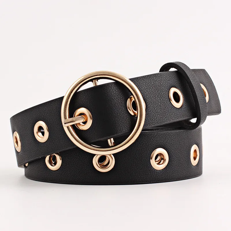 2019 Women PU Leather Belt Rivet Studded Single Grommet Holes Ladies Waist Chain Belts Gifts Casual Fashion New Sale Hot