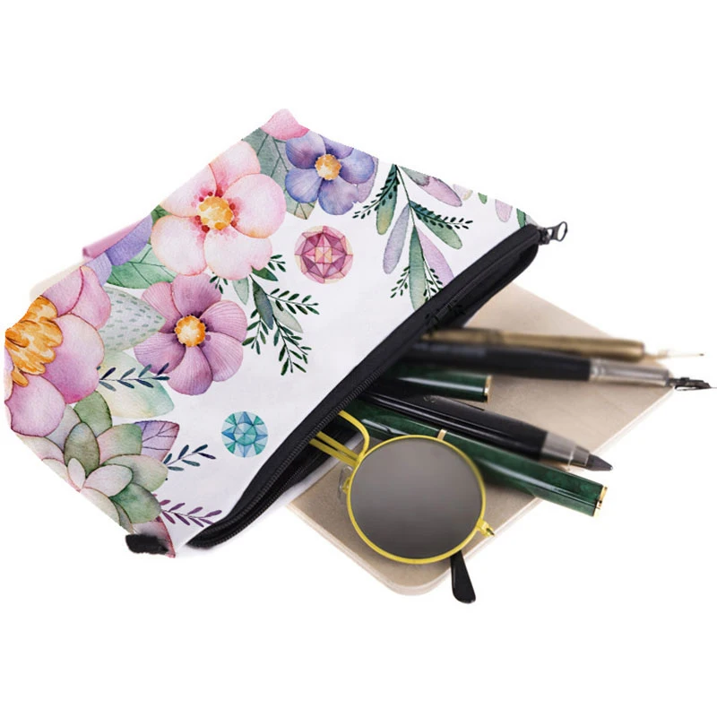 

Polyester Flower Pattern Portable Women Travel Storage Bag Toiletries Organize Cosmetic Bag Waterproof Female Make Up Bag