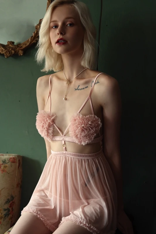 

Sexy Sleepwear Female Summer Thin Suspender Strap Night Dress Short Back Home Clothes with Panty Nighty Sleepshirts