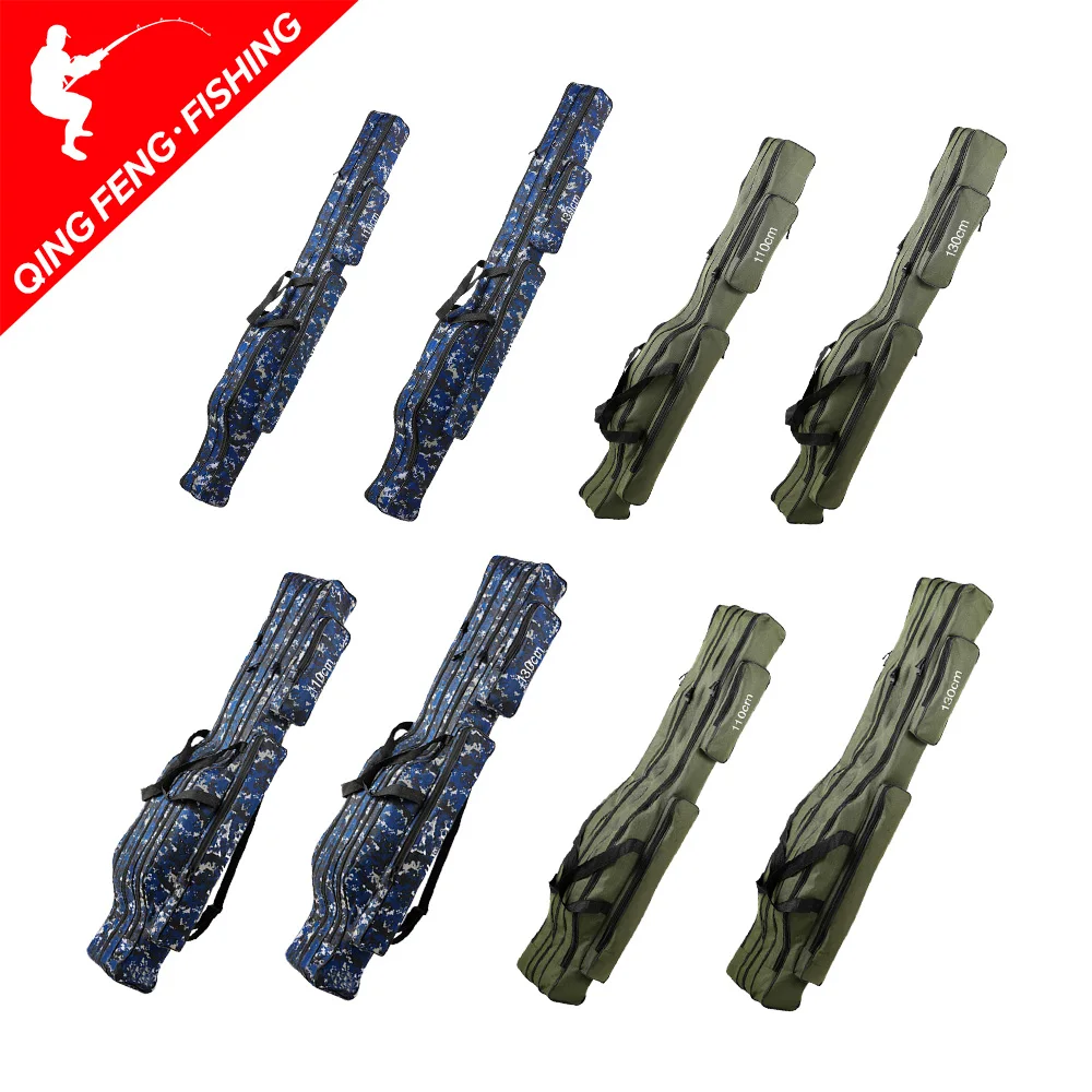 

Outdoor canvas folding fishing rod storage bag Oxford cloth multifunctional 1/2/3 layer large capacity