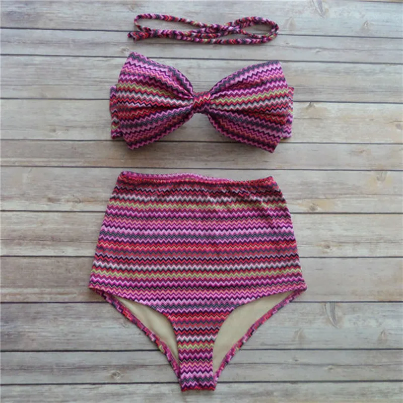 

Sexy Leopard Bikini Push Up Padded Bra Lace Up Bow Bandeau Bikini Set Women Beach Bathing Suits High Waist Swimsuit Plus Size
