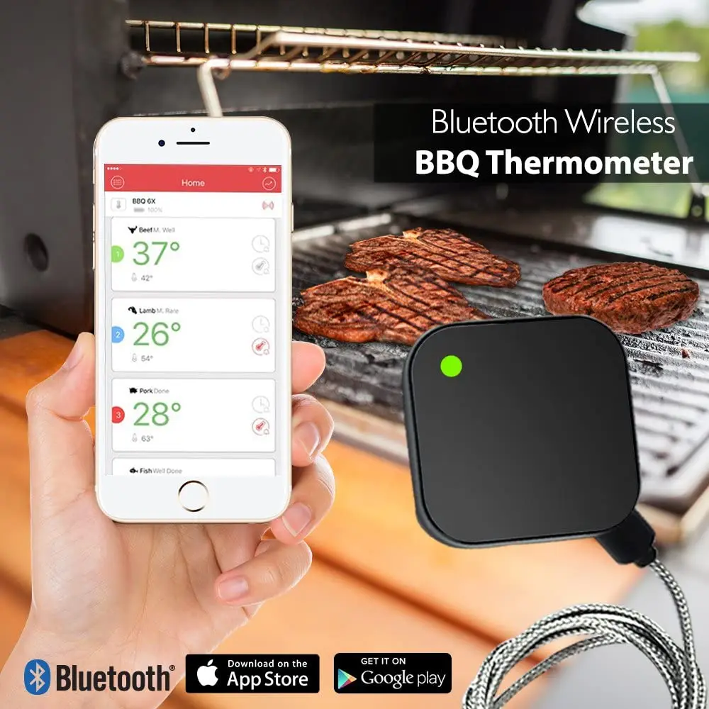 Цифровой Уличный беспроводной Bluetooth-термометр AidMax NanoL для барбекю мяса с зондом