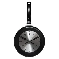 ak40 8 inch frying pan design hanging wall clock kitchen metal clock themed unique wall watchfor home room decorationblack