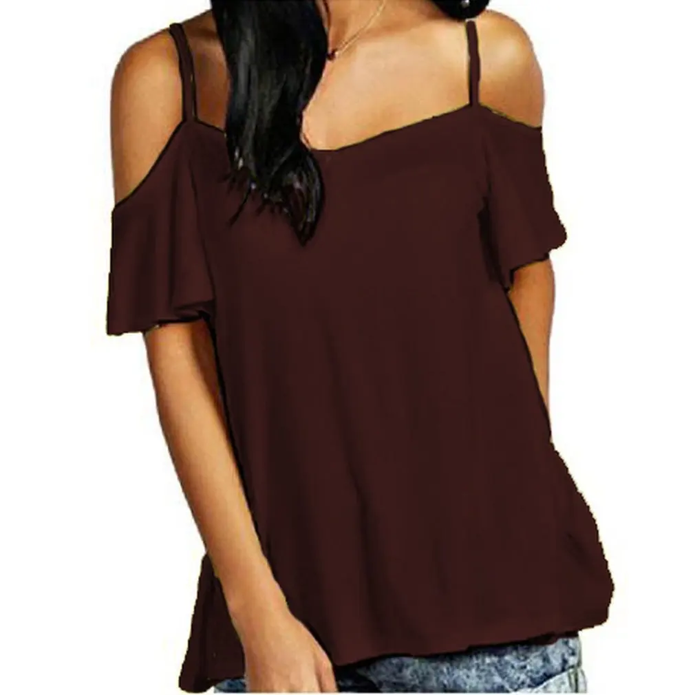 Сексуальная Женская футболка с открытыми плечами и вырезом лодочкой топы