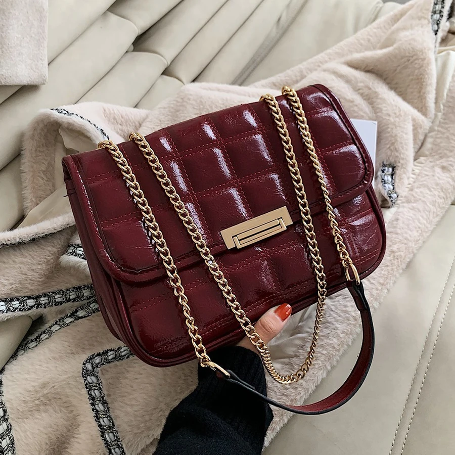 

Сумки через плечо из искусственной кожи для женщин 2021 модная сумка через плечо с цепочкой качественная женская сумочка брендовые Роскошные...