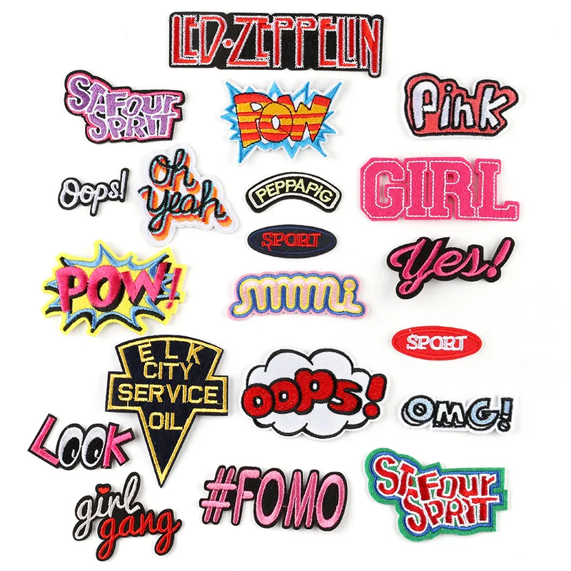 

Embroidery Word Label Creative Punk Stripes Clothing Patch Applique Diy Iron on Patches on Clothes Badges Custom Patches