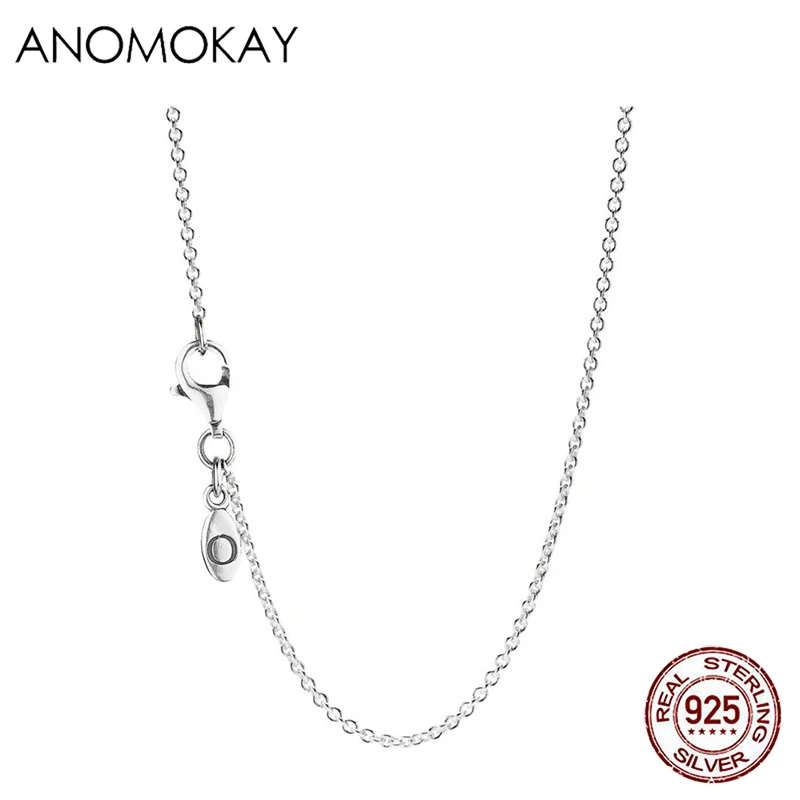 

Anomokay Dropshipping HOT 100% Original Sterling 925 Necklace for Women Girl Birthday Gift Classic S925 Silver Jewelry Necklace