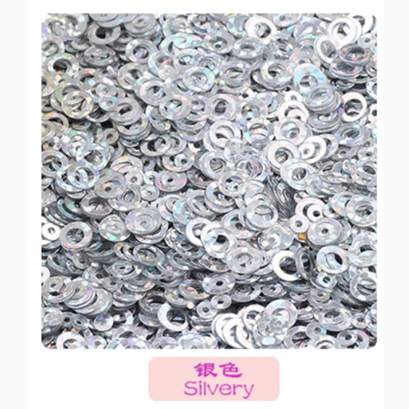 100 г полые кольца блеск для ногтей из ПВХ сплошной цвет конфетти хлопья блески