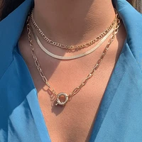 boho simple hollow cross chains flat snake chain necklace combination retro fashion metal charm clavicle necklaces girl jewelry
