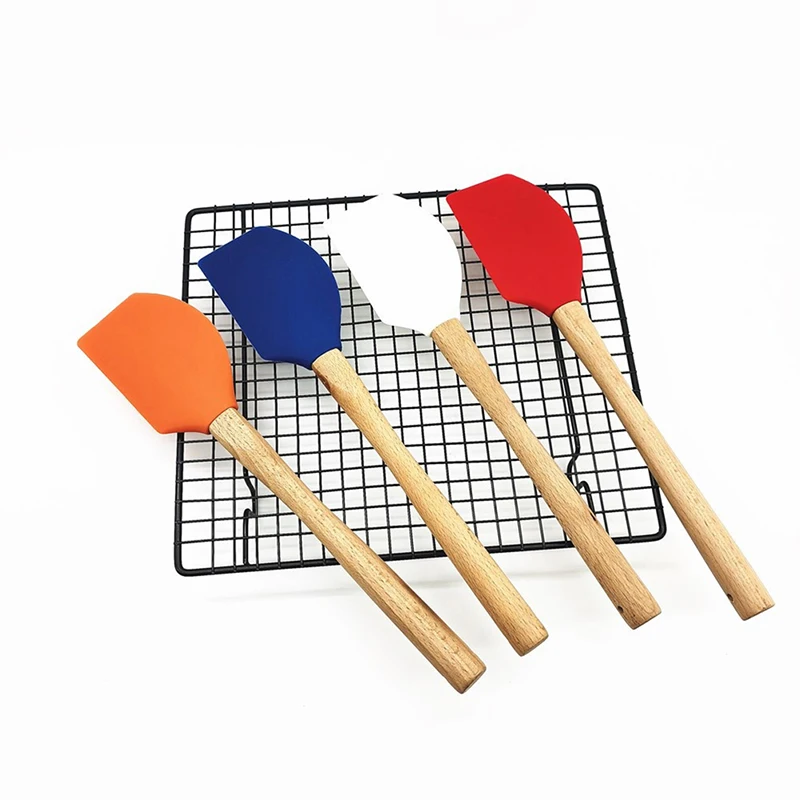 

Силиконовая шпатель с деревянной ручкой, устойчивый к высоким температурам, резиновый, для выпечки, мягкий, для торта