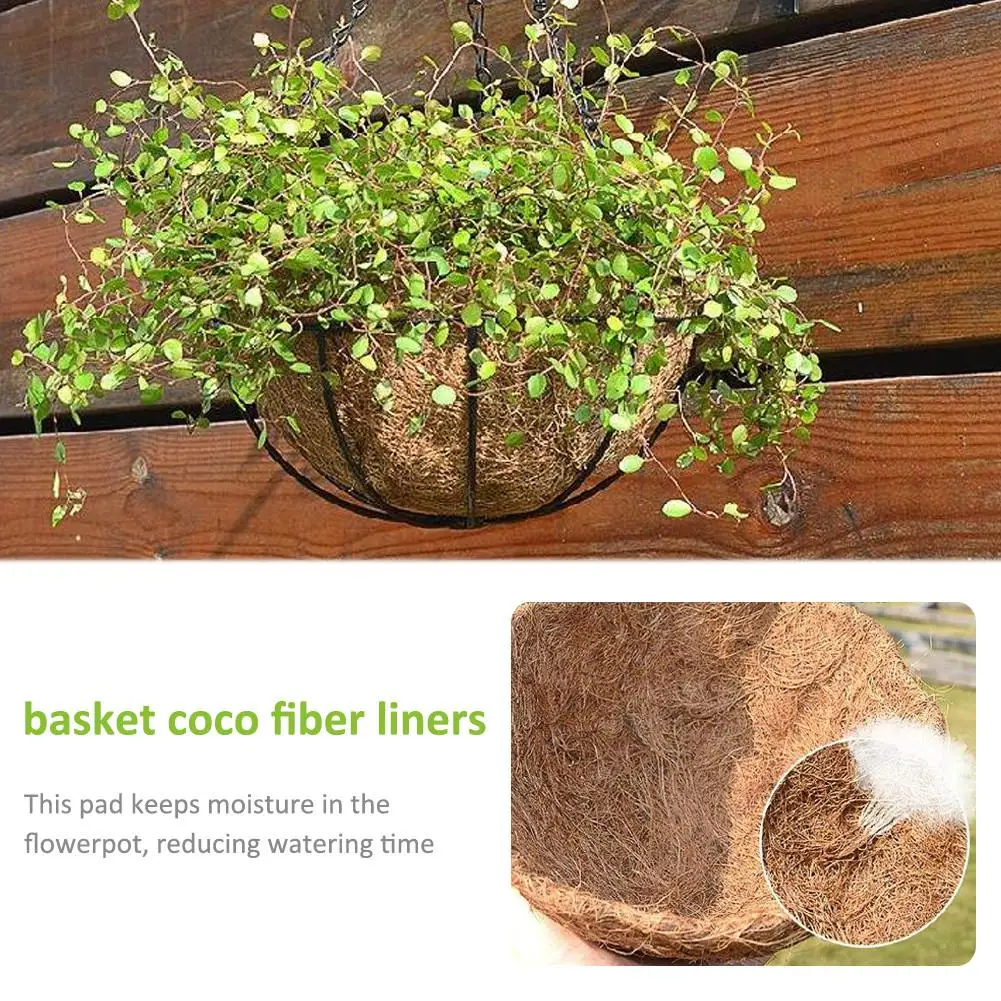Round Coconut Liner Coco Fiber Replacement Plants Basket For Hanging Home Garden Balcony | Дом и сад
