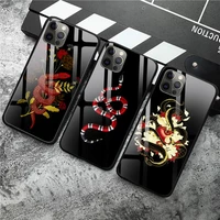 hand snake flower pattern phone case tempered glass for iphone 12 pro max mini 11 pro xr xs max 8 x 7 6s 6 plus se 2020 case