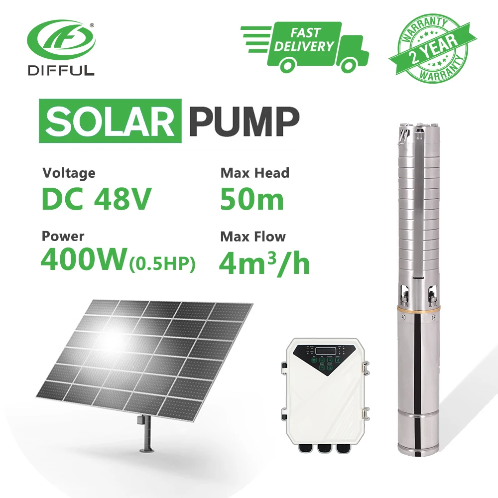 Солнечный водяной насос 3 &quotDC глубокий скважин 48V 400W MPPT контроллер нержавеющая