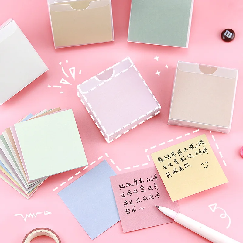 

Hand Account N Times Sticker Plastic Boxed Morandi Color Material Backing Paper Message Note Memo Sticker Tear-off Sticky Note