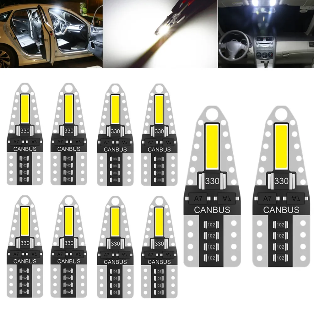 

10pcs car T10 194 168 LED CANBUS LED Interior Lights License Plate Wedge lamp Reading Dashboard Parking Lights car accessory