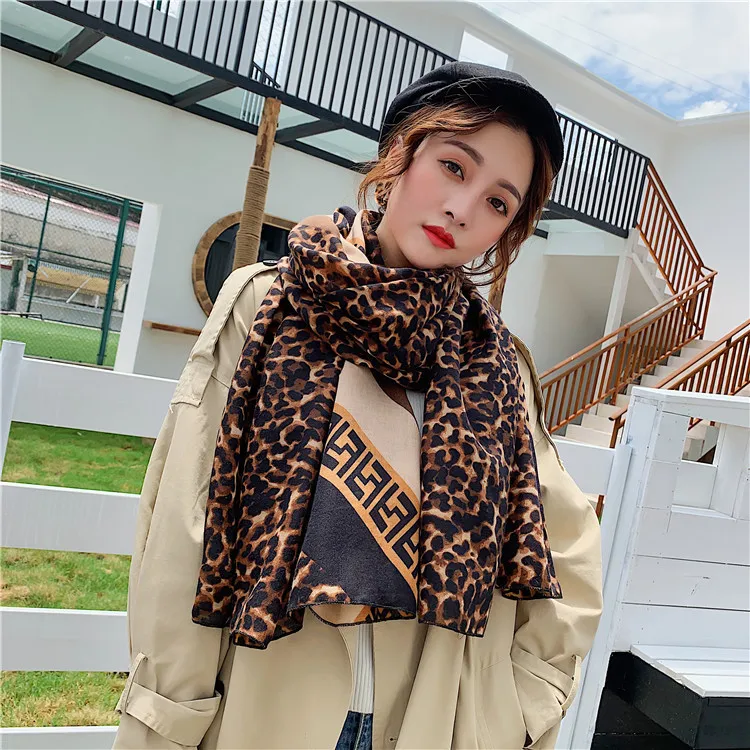 Женский шарф люксовый бренд 2019 леопардовый шаль с принтом пашмины новая точка