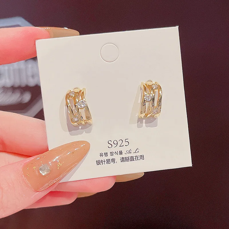 

S925 Silvers 2021 New Simple Diamonds Inlaid Geometric Classic Drop Earrings for Bohemian Jewellery Woman Earring Fashion