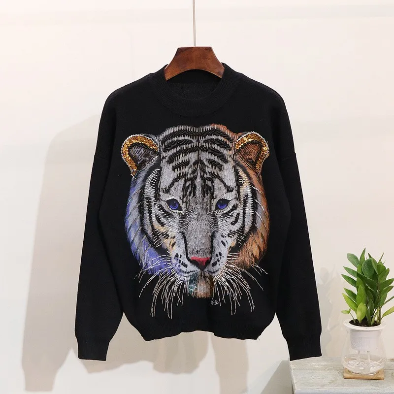 Высокое качество женские Осень Зима Kintting 2 шт. наборы животных Вышитые Вспышки