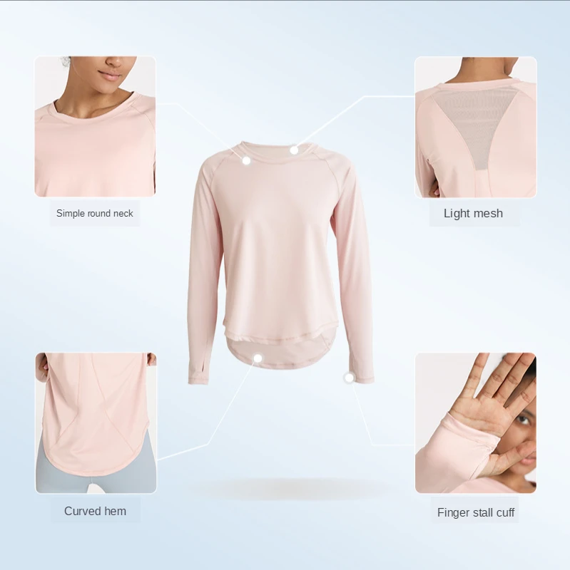 

Sports Tops Women Loose Sexy Slim Tracksuit Clothes Quick-drying T-shirts Running Fitness Long Sleeve Spring and Autumn Blusas