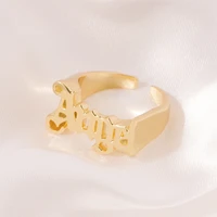 new old english font angel ring for women alloy ring gold color rings female rings fashion jewelry 2020 factory direct sales