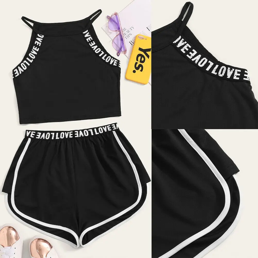 Женский спортивный комплект без рукавов для занятий йогой и фитнесом футболка на