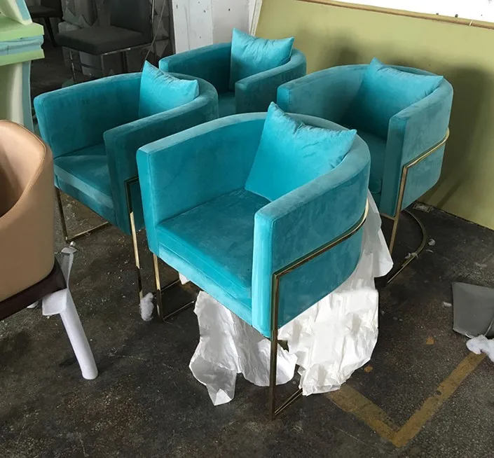 

H1 Simple Fabric Sofa Chair Negotiation Office Reception Room Parlor Rest Area Double Sofa Wrought Iron Single Makeup Chair