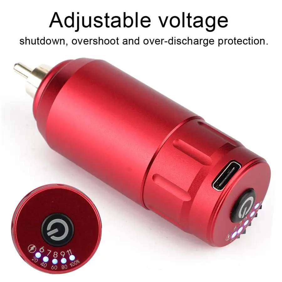 Tattoo Power Supply Wireless Ultra Light Mobile Battery Pack 1200mAh RCA Connection for Pen Machine | Красота и здоровье