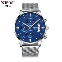 NIBOSI Hot Relogio Masculino 2309 Stainless Steel Band Top Luxury Brand Military Business Chronograph Wrist Watch Men Sport