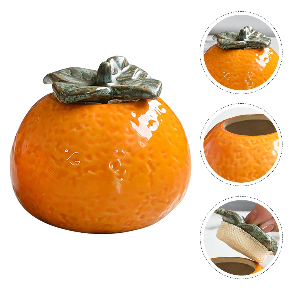 

1Pc Photography Prop Decoration Small Jar Tea Canister Orange Shape Tank