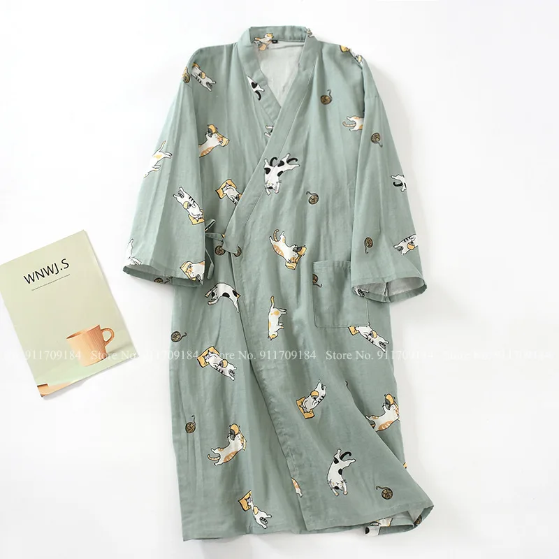 Japanese Style Cotton Kimono Pyjamas Robes Men Women Plus Size Yukata Bathrobe Cardigan Pajamas Couples Sleepwear Gown Homewear |