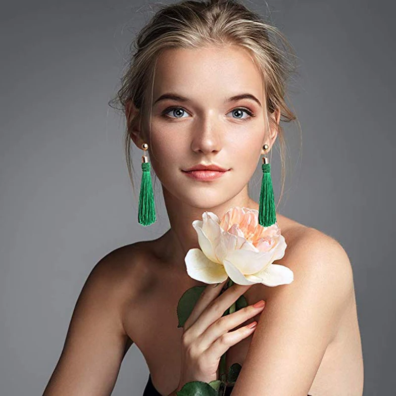 Ручная работа богемное золото длинная ниспадающая кисточка Серьги Для Женщин