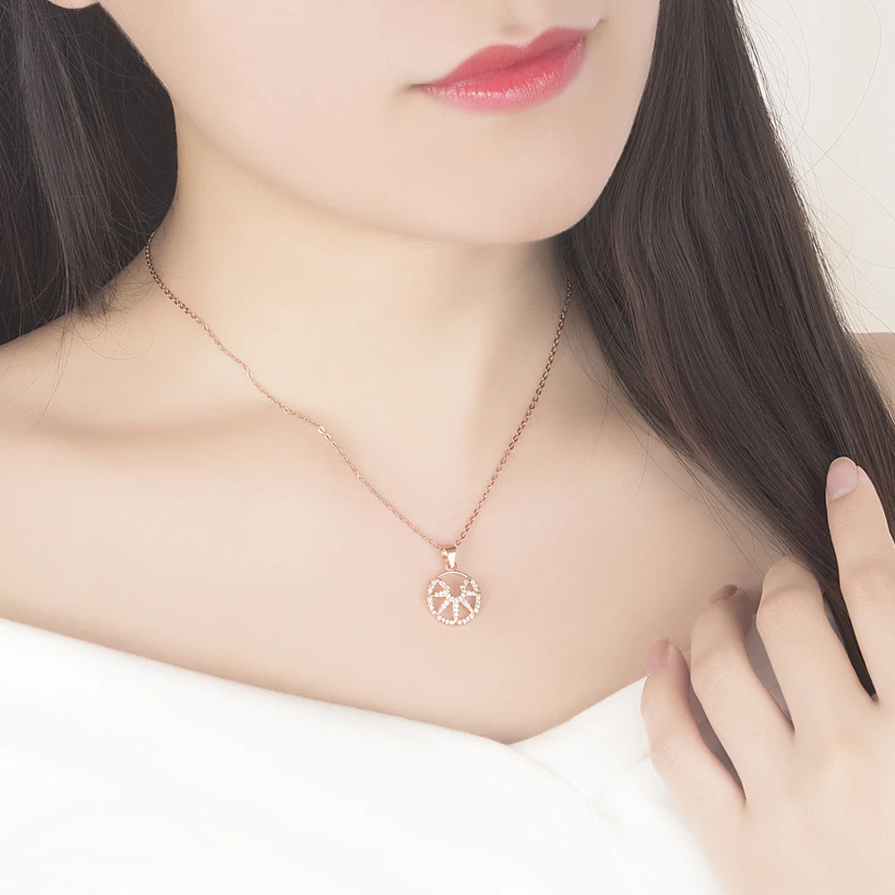 Женское Ожерелье модное ювелирное изделие розовое золото подвеска от солнца