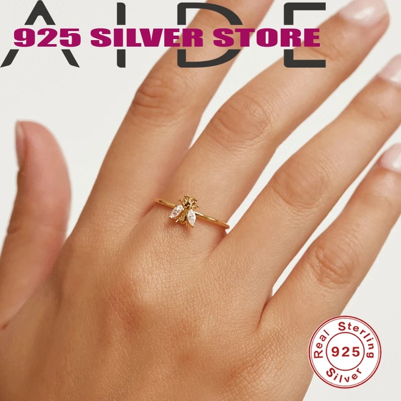 

Aide Cute Bee-shape Anillos Women's Bague Single 925 Sterling Silver Finger Ring For Women Jewelry Support Customization