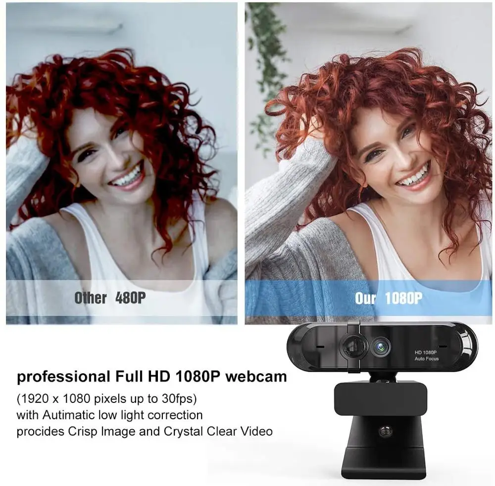 Веб камера 1080P HD веб с автофокусом для компьютера Cam Встроенный микрофон
