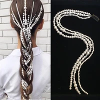punk bohemian ponytail hair extension chain wedding hair accessories jewelry metal pearl hair extension clip for women girls