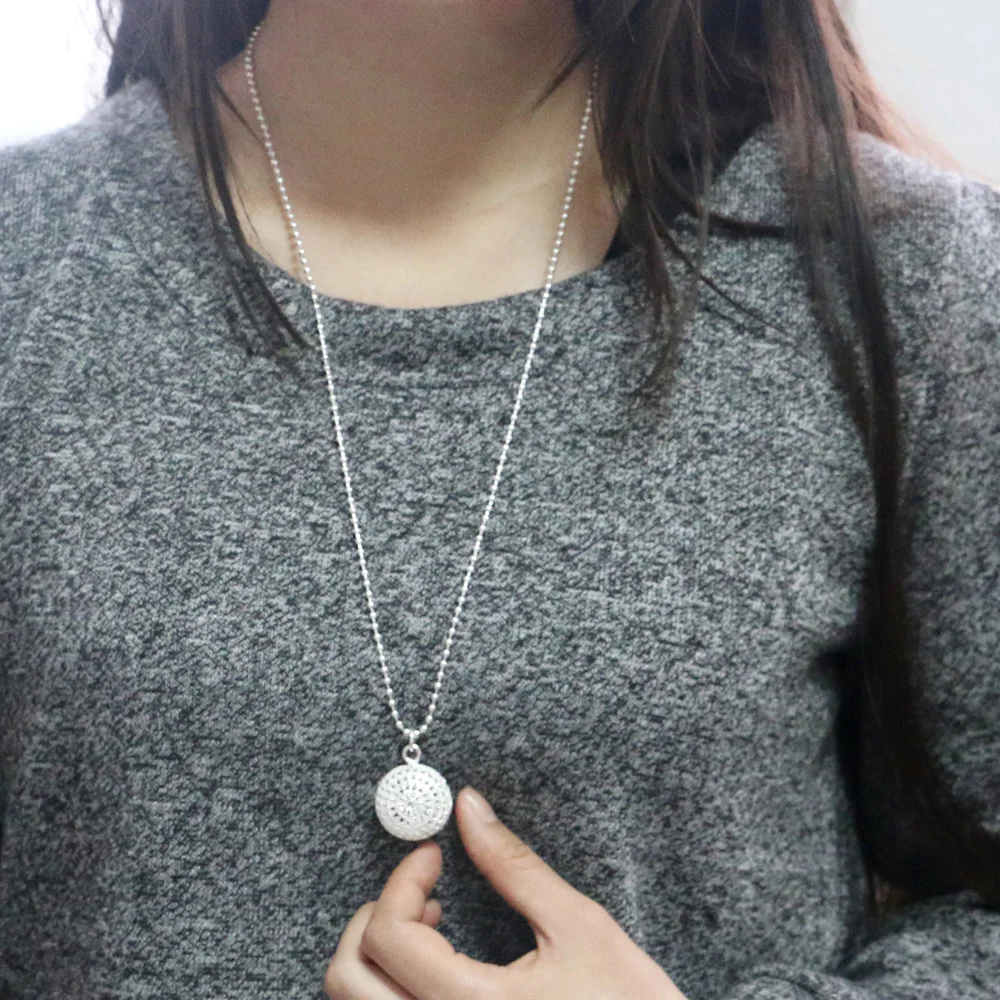 Женские Модные 925 серебряное ожерелье круглый шар кулон Ювелирное Украшение